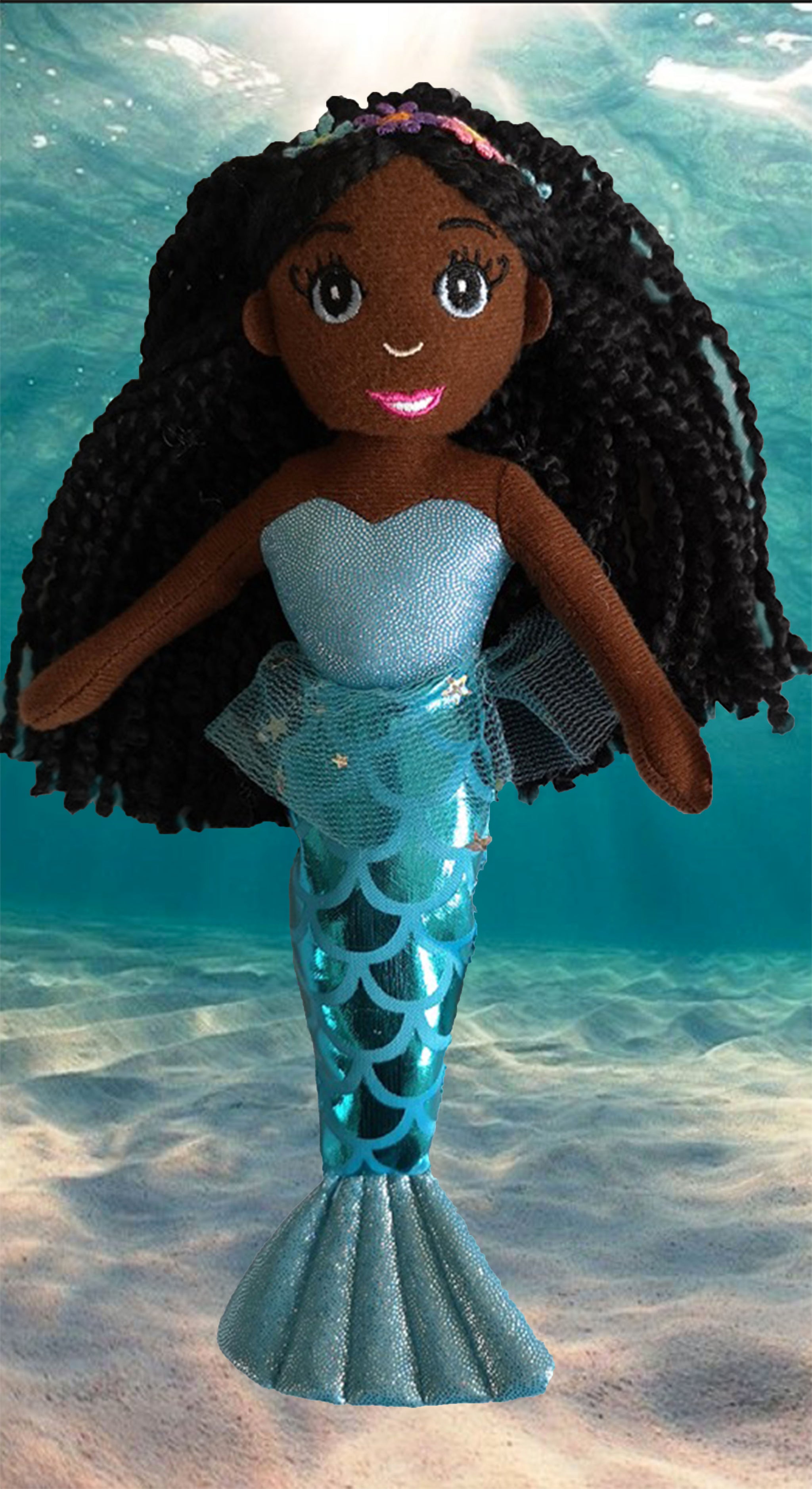 Dark Brown Skin Mermaid Doll IkuziDolls